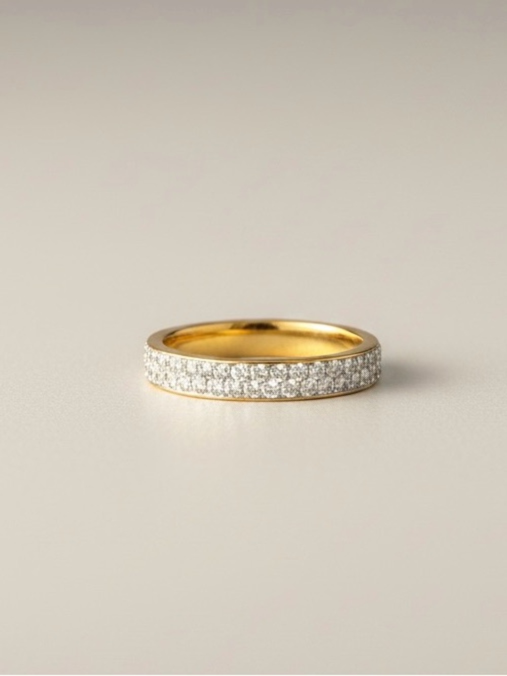 Stainless steel crystal Band Ring - White and Gold size 9